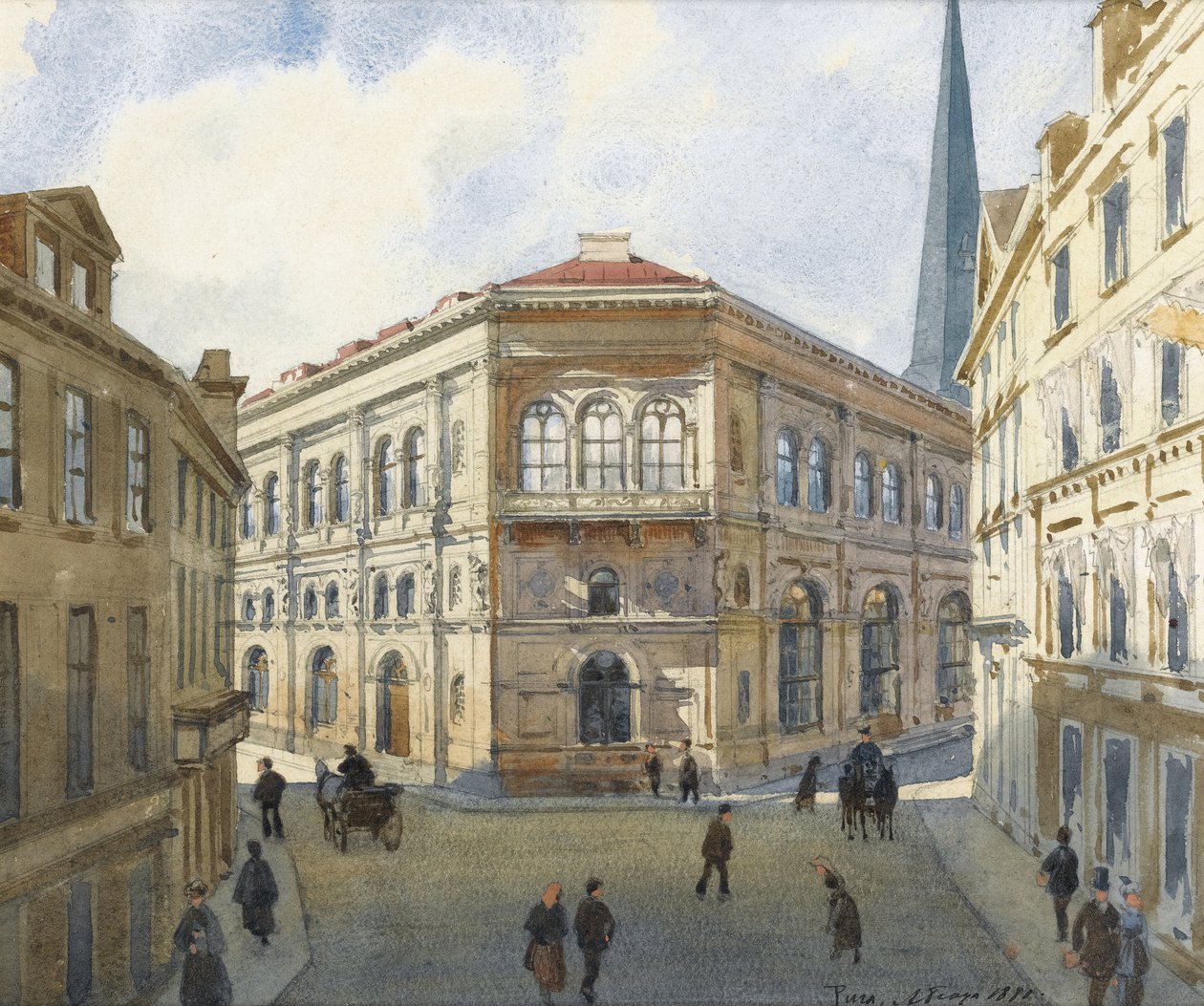Vista de la Bolsa de Riga de Albert Nikolaevich Benois