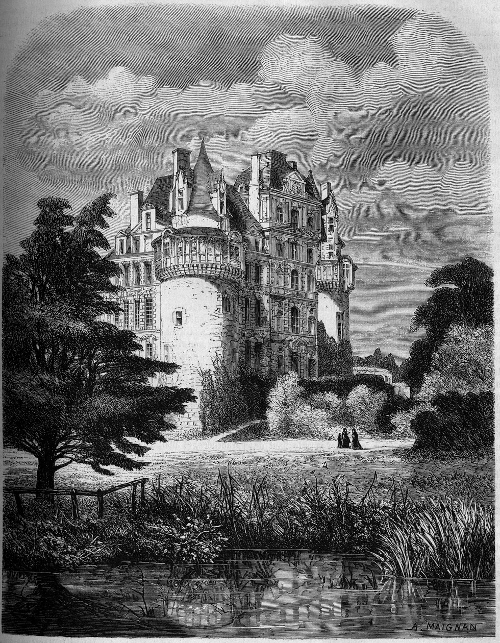 Chateau de la Loire: vista exterior del Chateau de Brissac (arquitectura renacentista) de Albert Pierre Rene Maignan