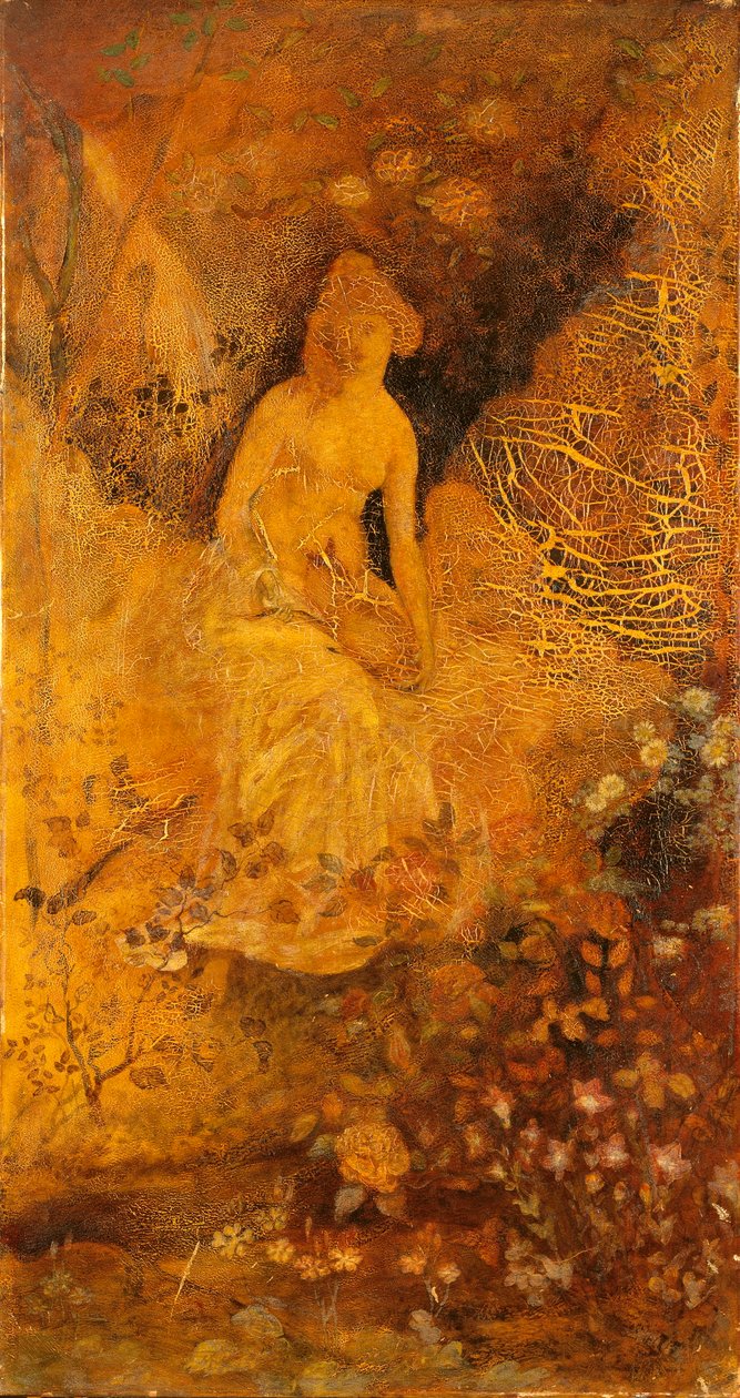 Panel para una pantalla: Mujer con ciervo de Albert Pinkham Ryder