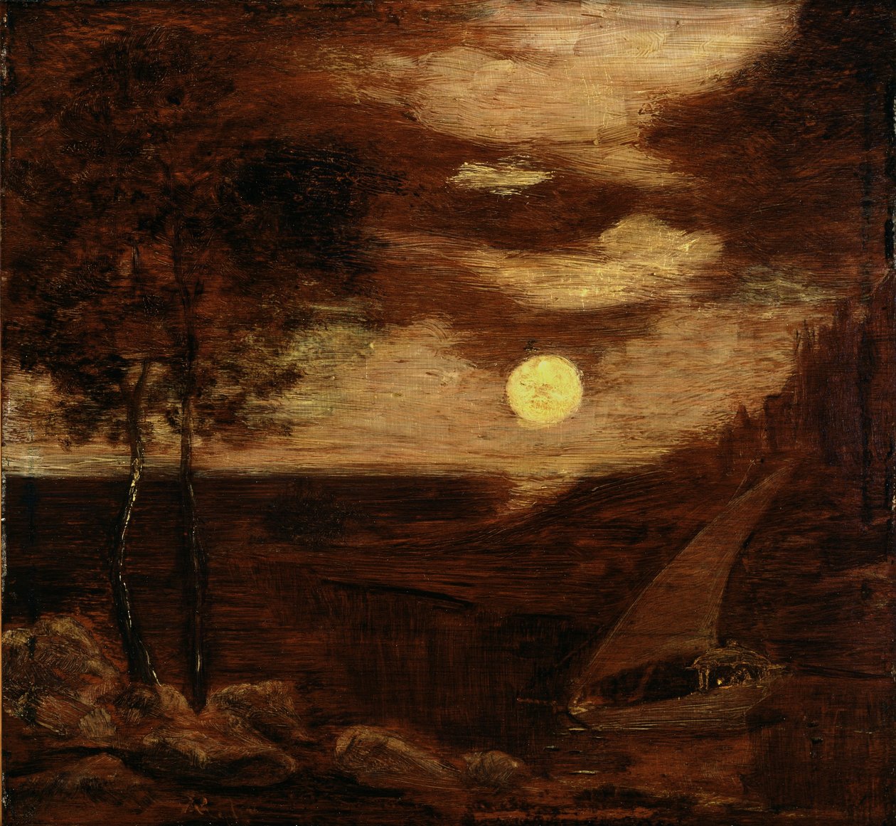 El barco de los enamorados de Albert Pinkham Ryder
