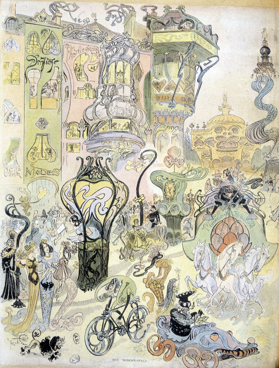 Una ciudad moderna - estilo de Robida (dibujo) de Albert Robida