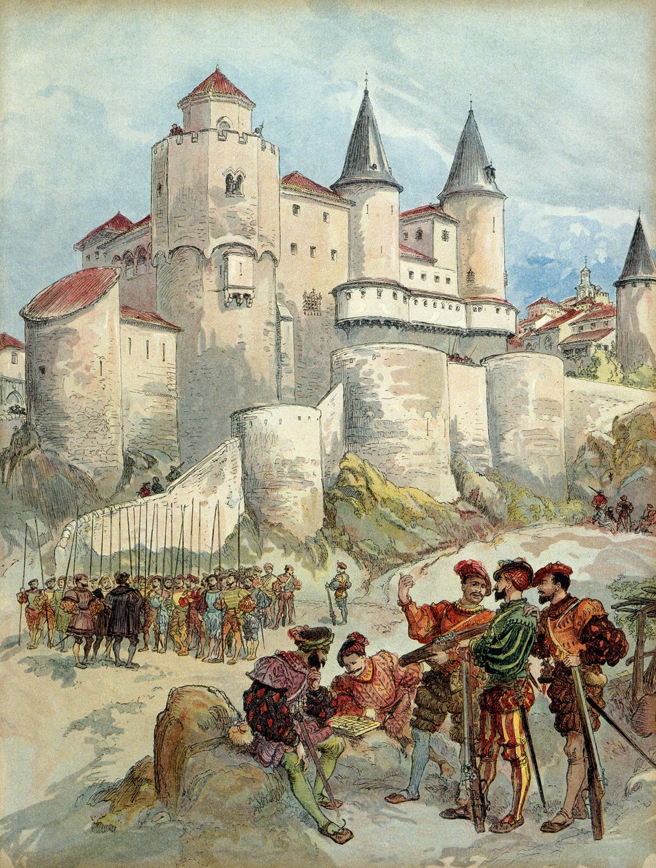 Un prisionero, Francisco I (1494-1547) fue encerrado en una torre del Alcázar en Madrid (España) hasta 1526 de Albert Robida