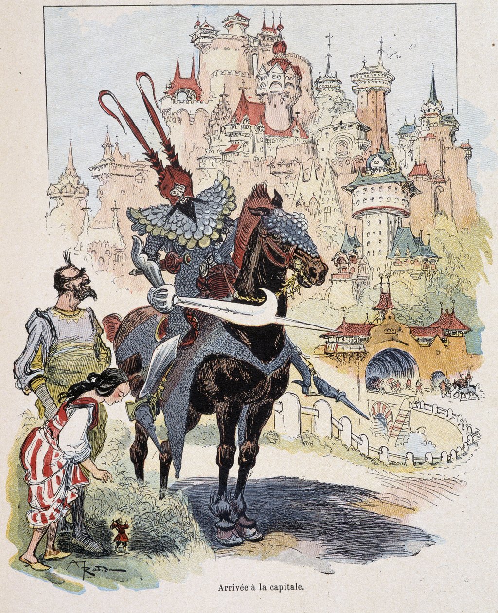 Llegada a la capital - en "Gulliver Voyages" de Swift, il. por Robida de Albert Robida