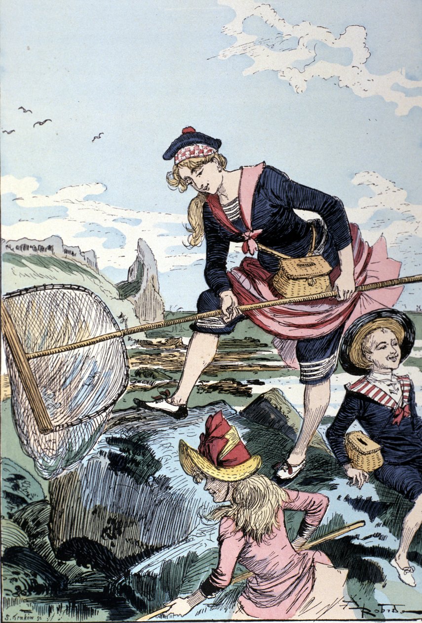 Pesca de cangrejos de río junto al mar de Albert Robida