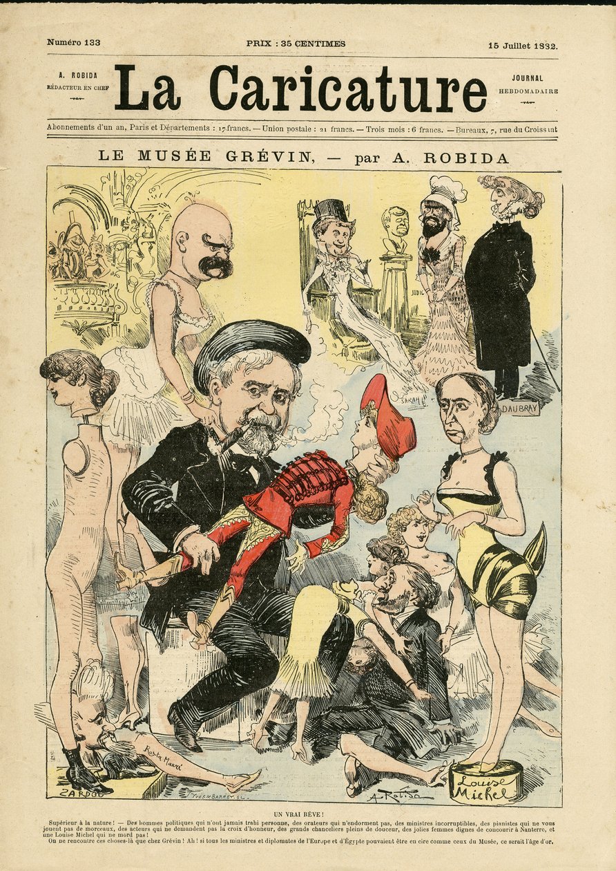 Ilustración de Albert Robida (1848-1926) para la portada de La Caricature (1880) de Albert Robida