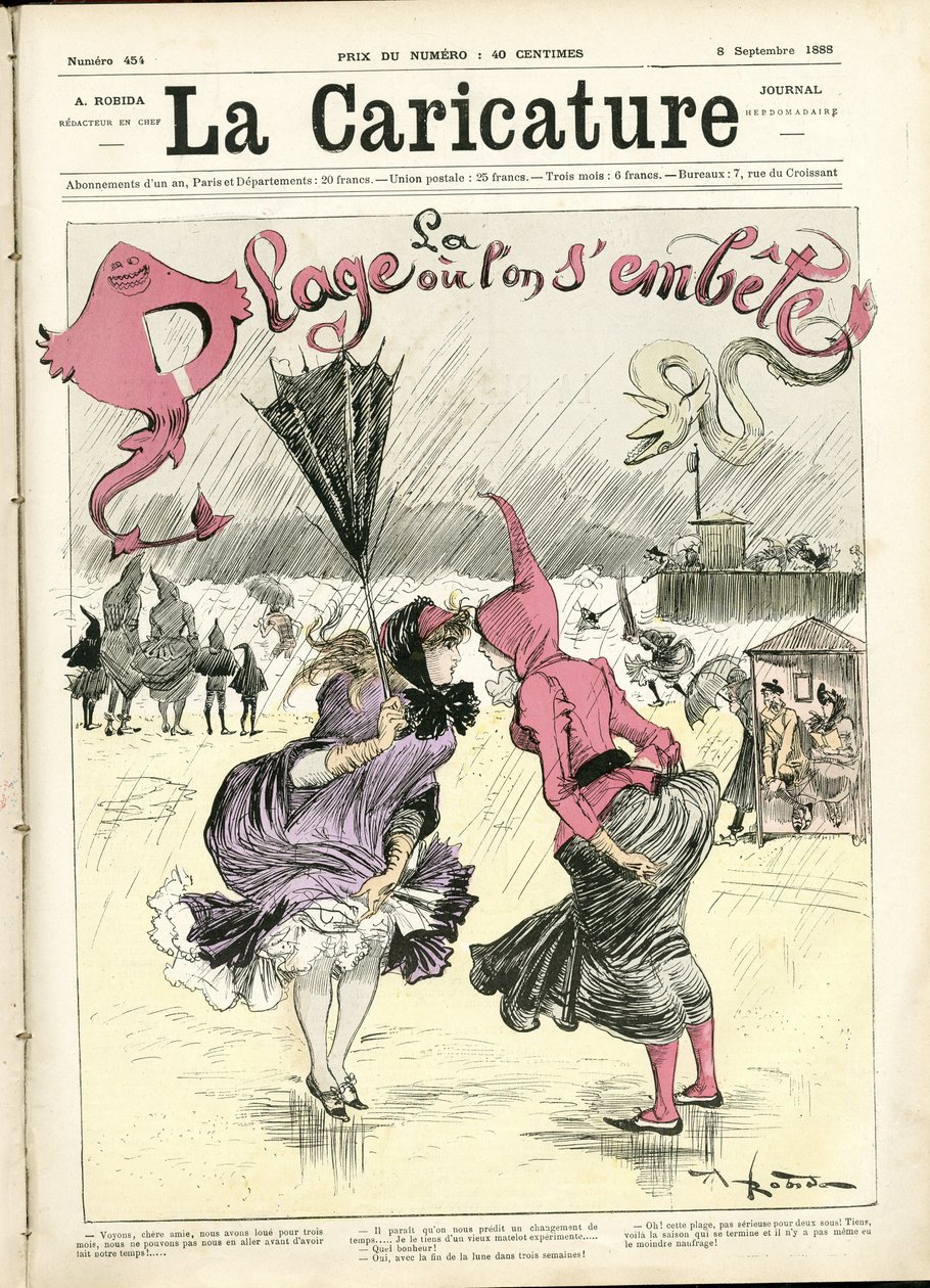 Ilustración de Albert Robida (1848-1926) para la portada de La Caricature (1880) de Albert Robida