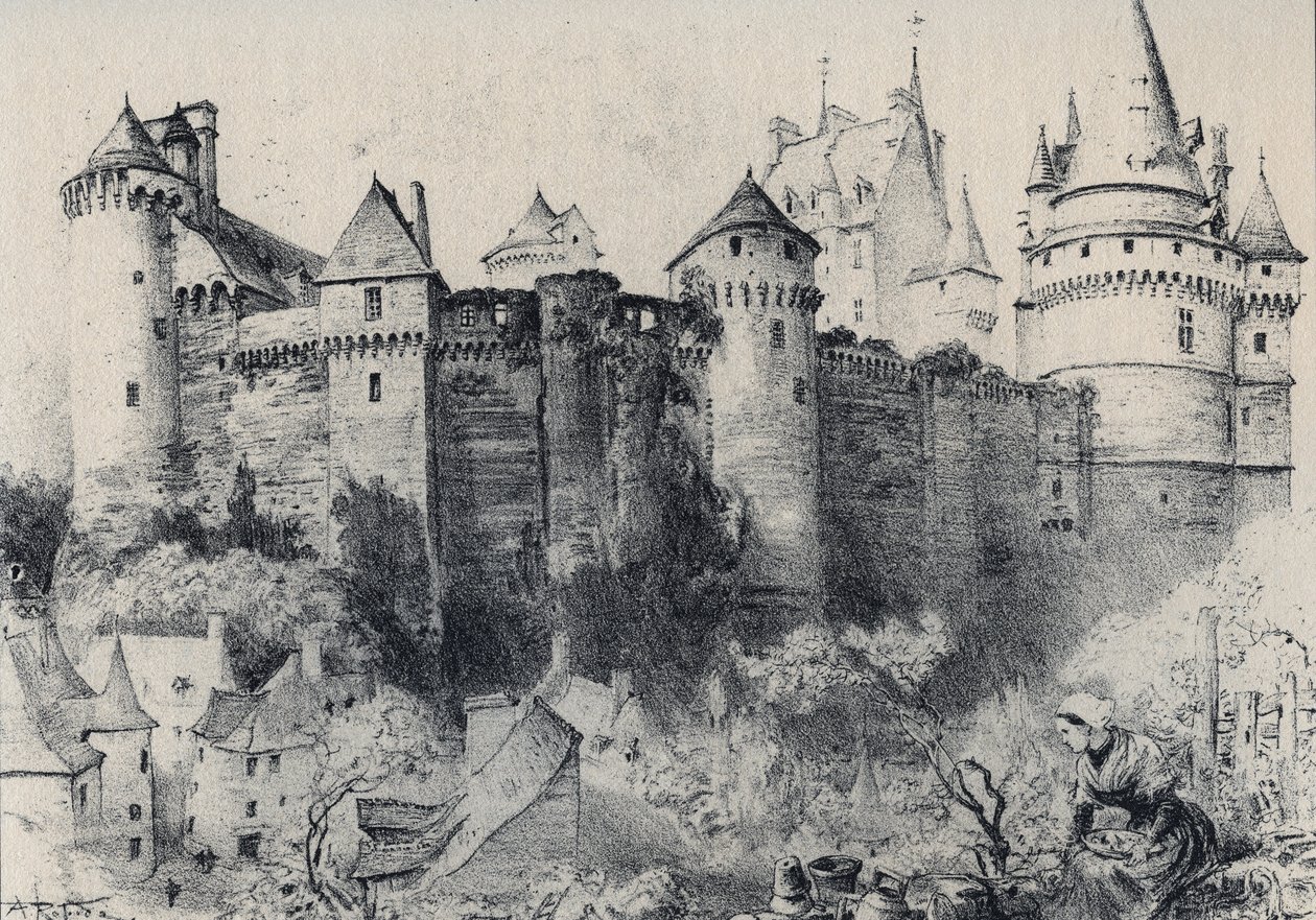 El castillo fortificado de Vitré en Ille-et-Vilaine - La vieille France - La Bretagne - texto, dibujos y litografías, por Albert Robida (1848-1926) sin fecha finales del siglo XIX de Albert Robida