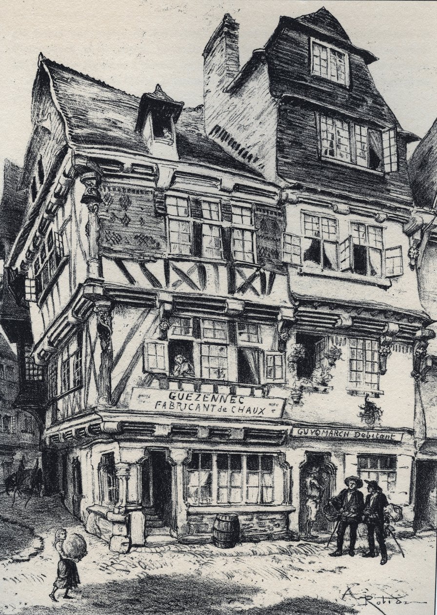 La venelle aux pastes en Morlaix - La vieille France - La Bretagne - texto, dibujos y litografías, por Albert Robida (1848-1926) sin fecha finales del siglo XIX de Albert Robida