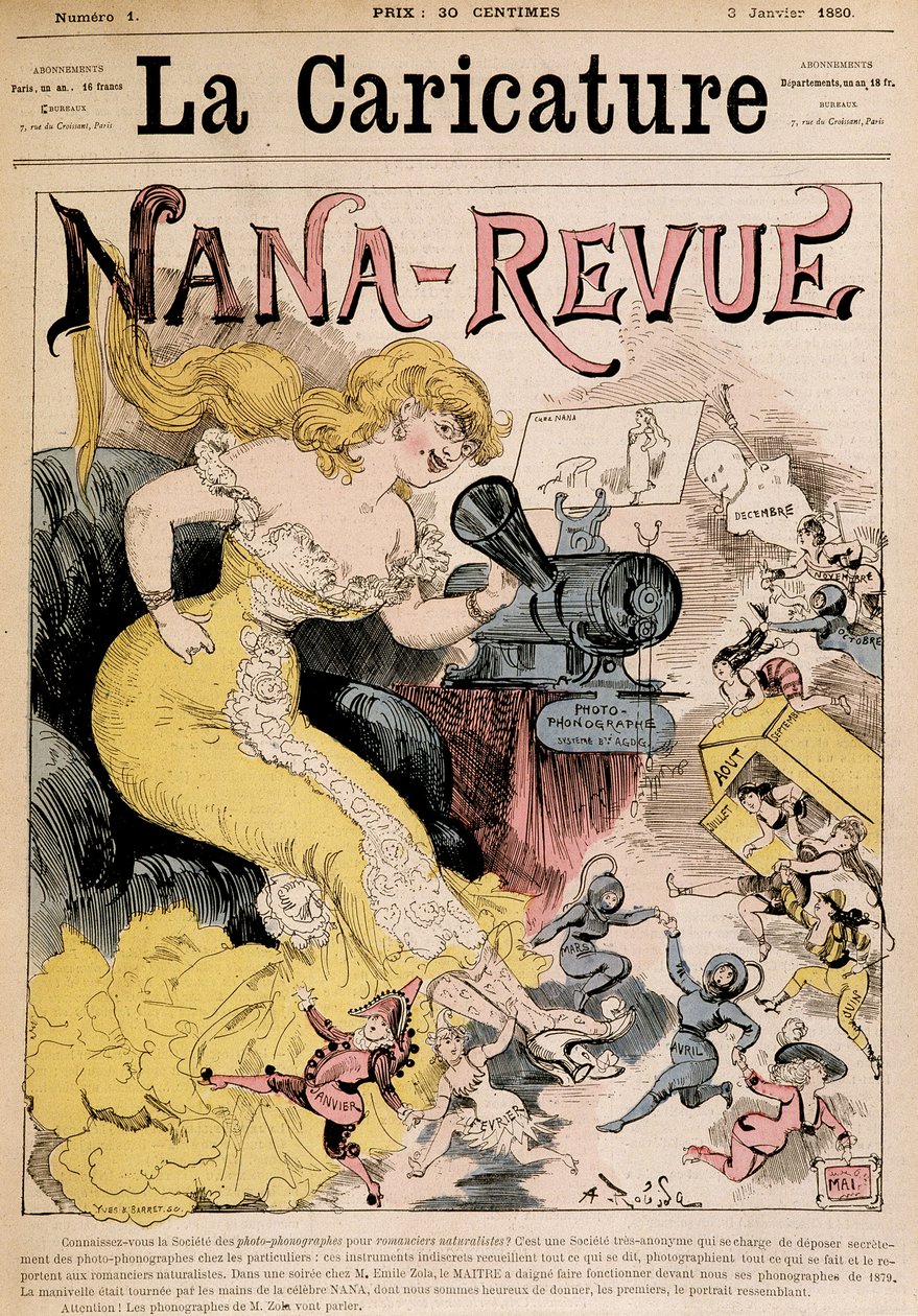 Nana-Revue: caricatura sobre Zola y su obra 