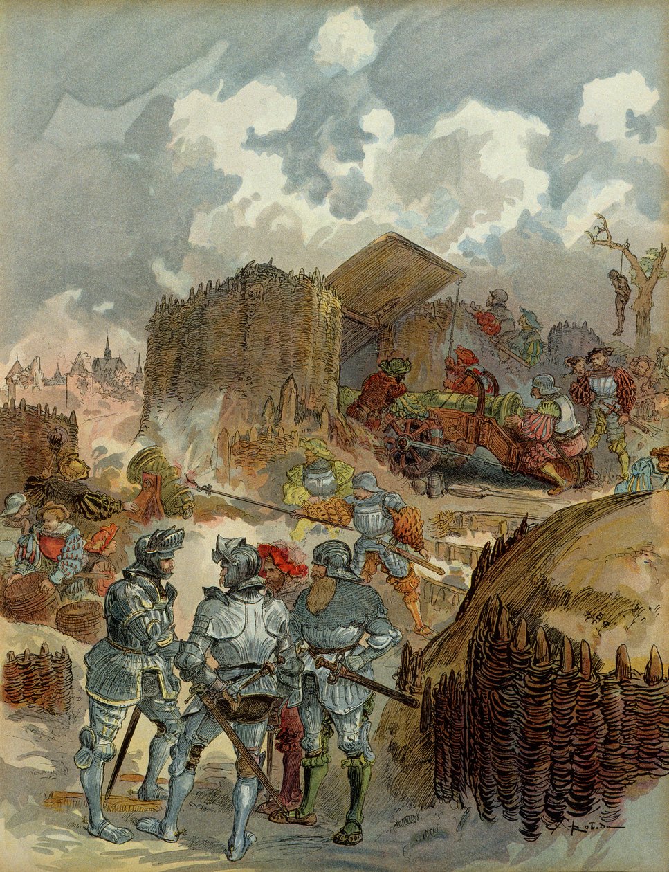Sexta guerra italiana (1521-1526): Pierre Terrail de Bayard en el sitio de Mezieres en 1521 de Albert Robida
