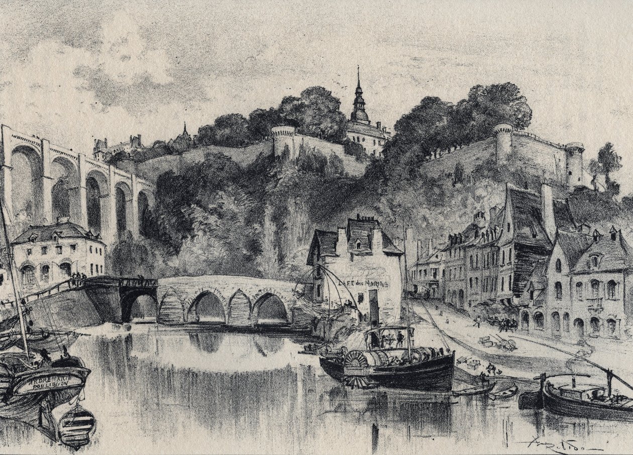 La Ciudad de Dinan - Vieja Francia - Bretaña - texto, dibujos y litografías, por Albert Robida (1848-1926) sin fecha finales del siglo XIX de Albert Robida