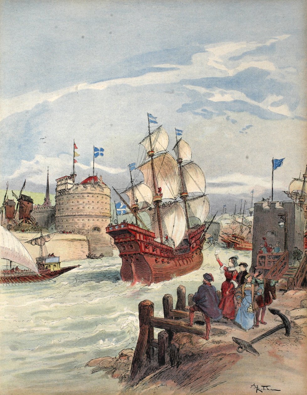 La flota del rey en Havre: La Belle Francoise, ilustración de 