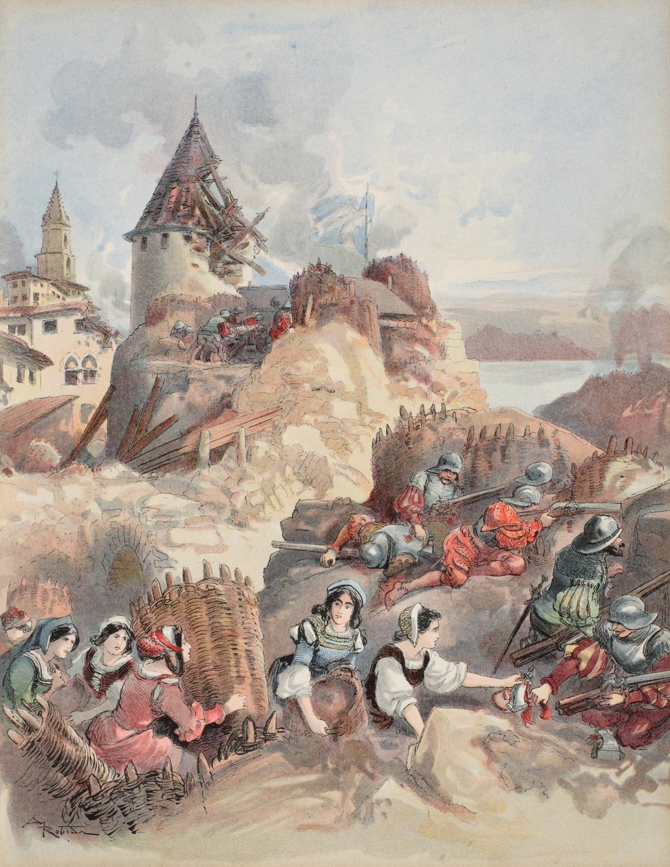 Mujeres en el asedio de Marsella, ilustración de 