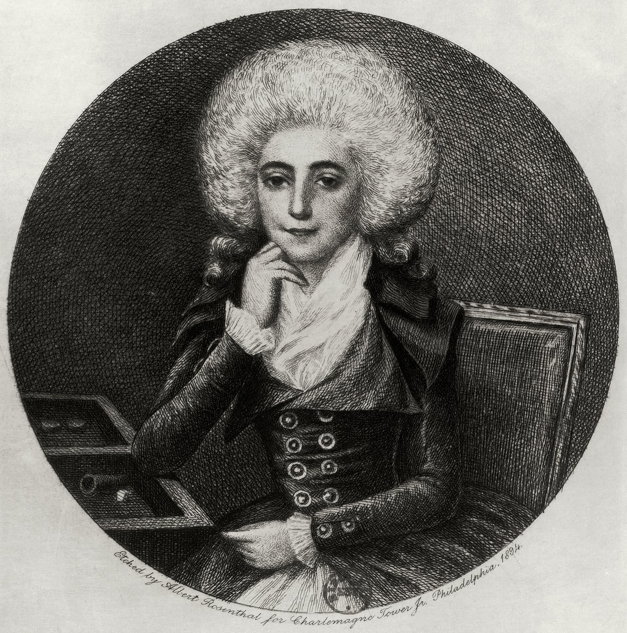 Retrato de Marie-Madeleine Pioche de La Vergne (grabado) de Albert Rosenthal