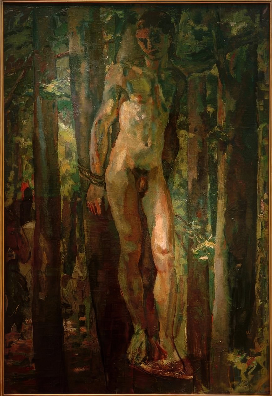 Sebastián atado en el bosque de Albert Weisgerber
