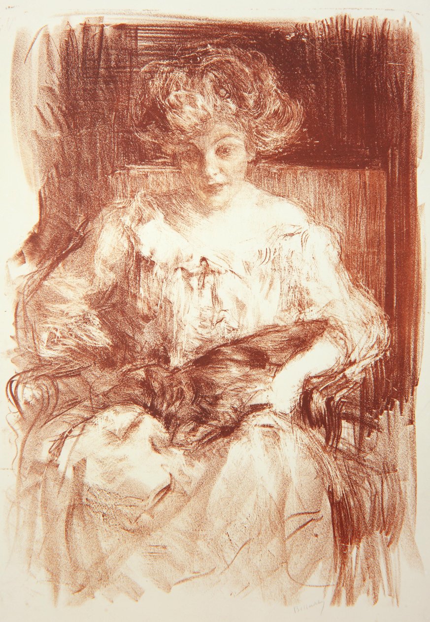 Sra. H. V. Milbank en Ferby Lodge con Bebear, c.1907 de Albert de Belleroche