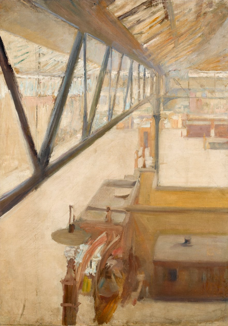 Vista de una estación de tren, c.1900 de Albert de Belleroche