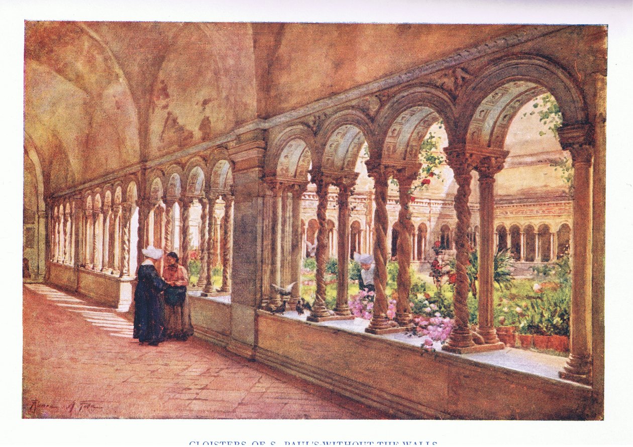 Claustros de San Pablo Extramuros, de Roma publicada por A & C Black Ltd, 1925 de Alberto Pisa