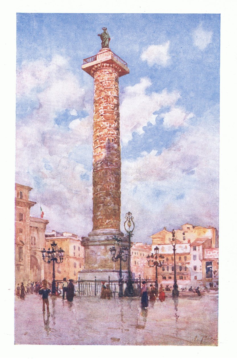 Columna de Marco Aurelio, Piazza Colonna, de Roma publicada por A & C Black Ltd, 1925 de Alberto Pisa