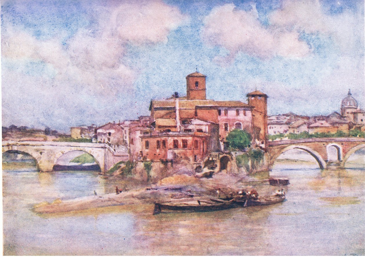 Isla del Tíber-La Isola Sacra, de Roma publicada por A & C Black Ltd, 1925 de Alberto Pisa