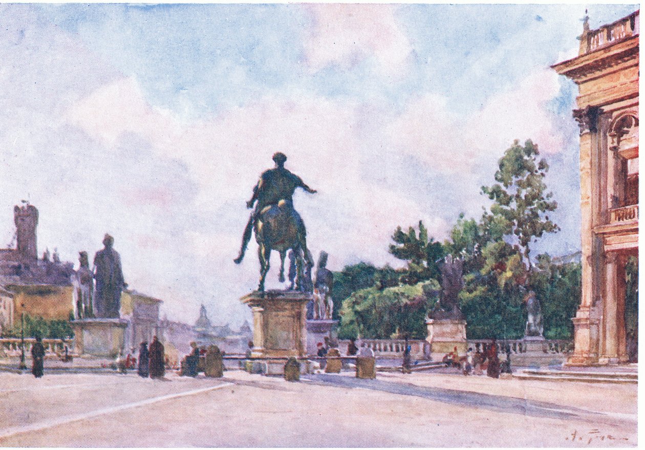 El Capitolio (estatua de bronce de Marco Aurelio), de Roma publicada por A & C Black Ltd, 1925 de Alberto Pisa