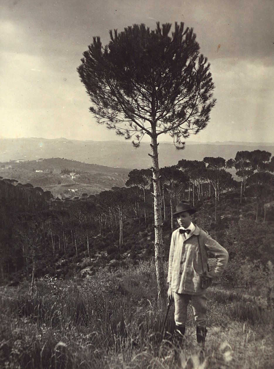 Del álbum "Ricordi fiorentini" (Recuerdos de Florencia), retrato del pintor Memo Ghini en el campo, 27/08/1919 de Alberto Fierli