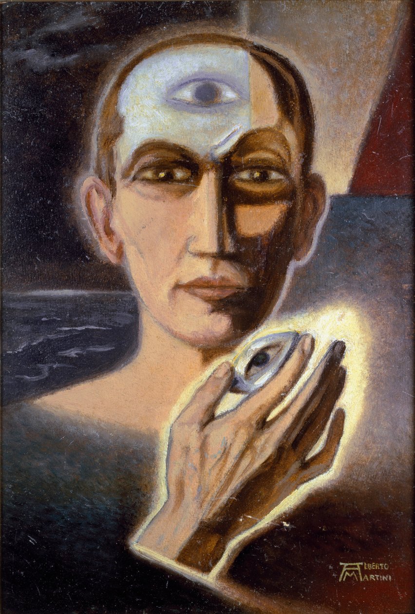 El ojo y el espíritu humano (óleo sobre lienzo de Alberto Martini