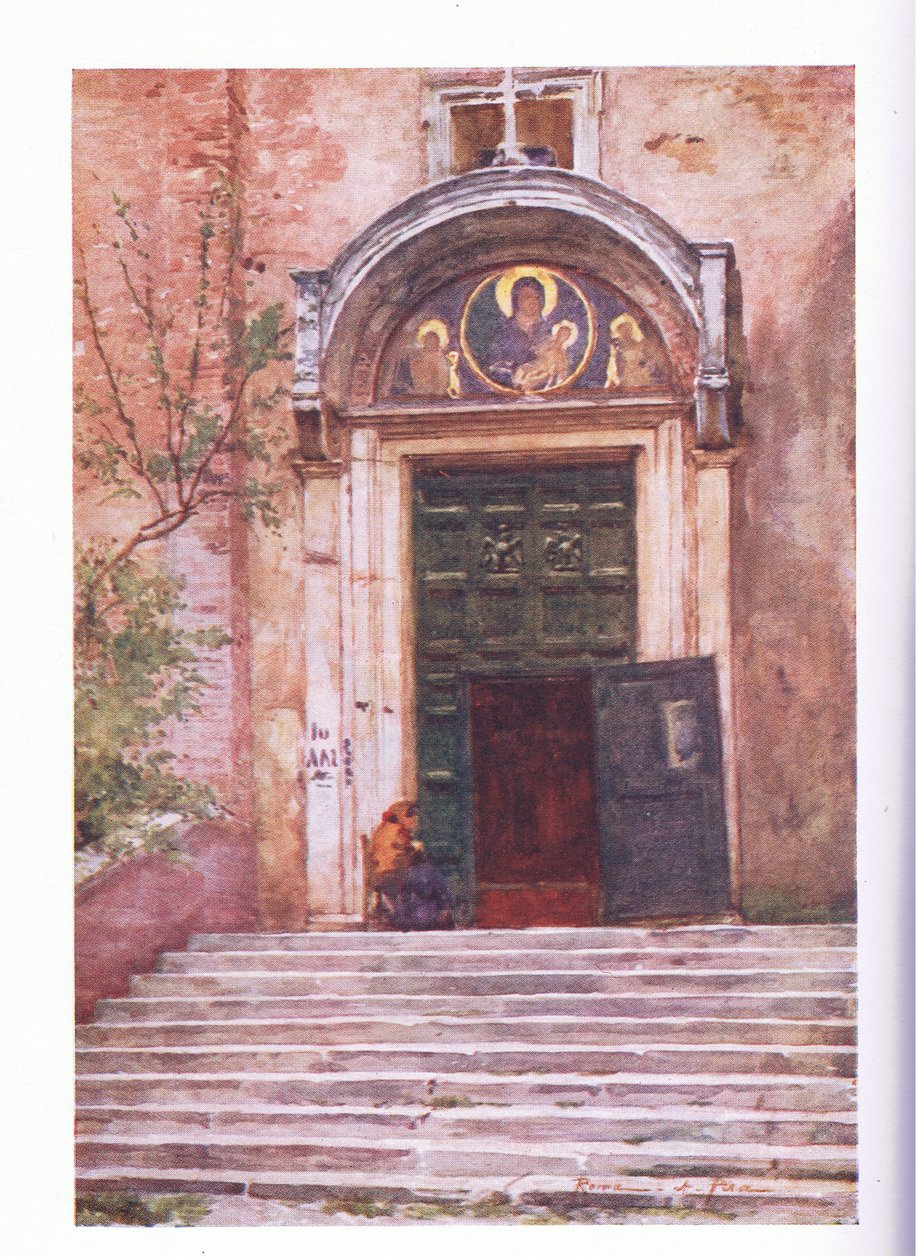 Entrada a Ara Coeli, desde el Foro, de Roma publicada por A & C Black Ltd, 1925 de Alberto Pisa