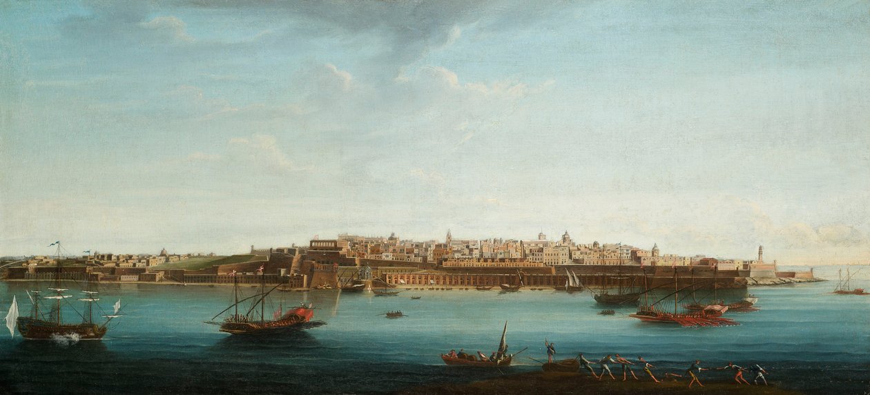 Una de un conjunto de siete vistas de La Valeta, Malta y sus alrededores, c.1753 de Alberto Pullicino