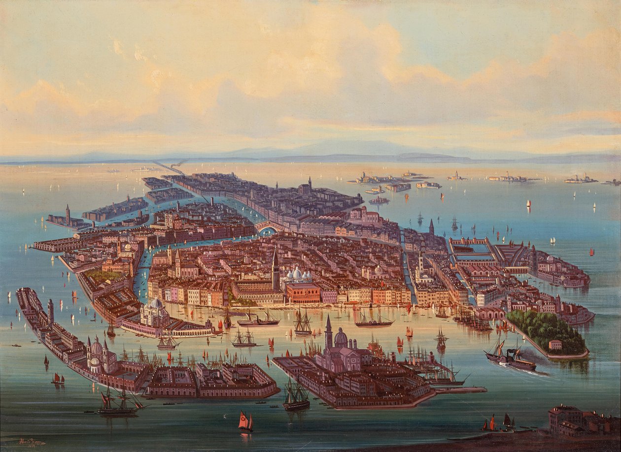 Vista aérea de Venecia, 1867 de Alberto Rieger