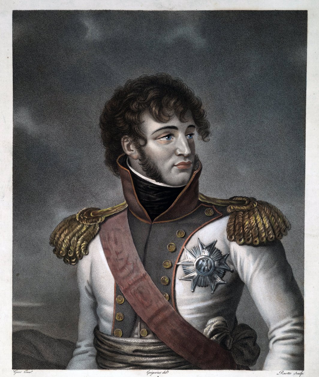 Retrato de Joachim Murat - Gregorius, Albert (1774-1853) - ca 1806 - Aguafuerte, acuarela - 48,5x38 - Colección Privada de Albertus Gregorius