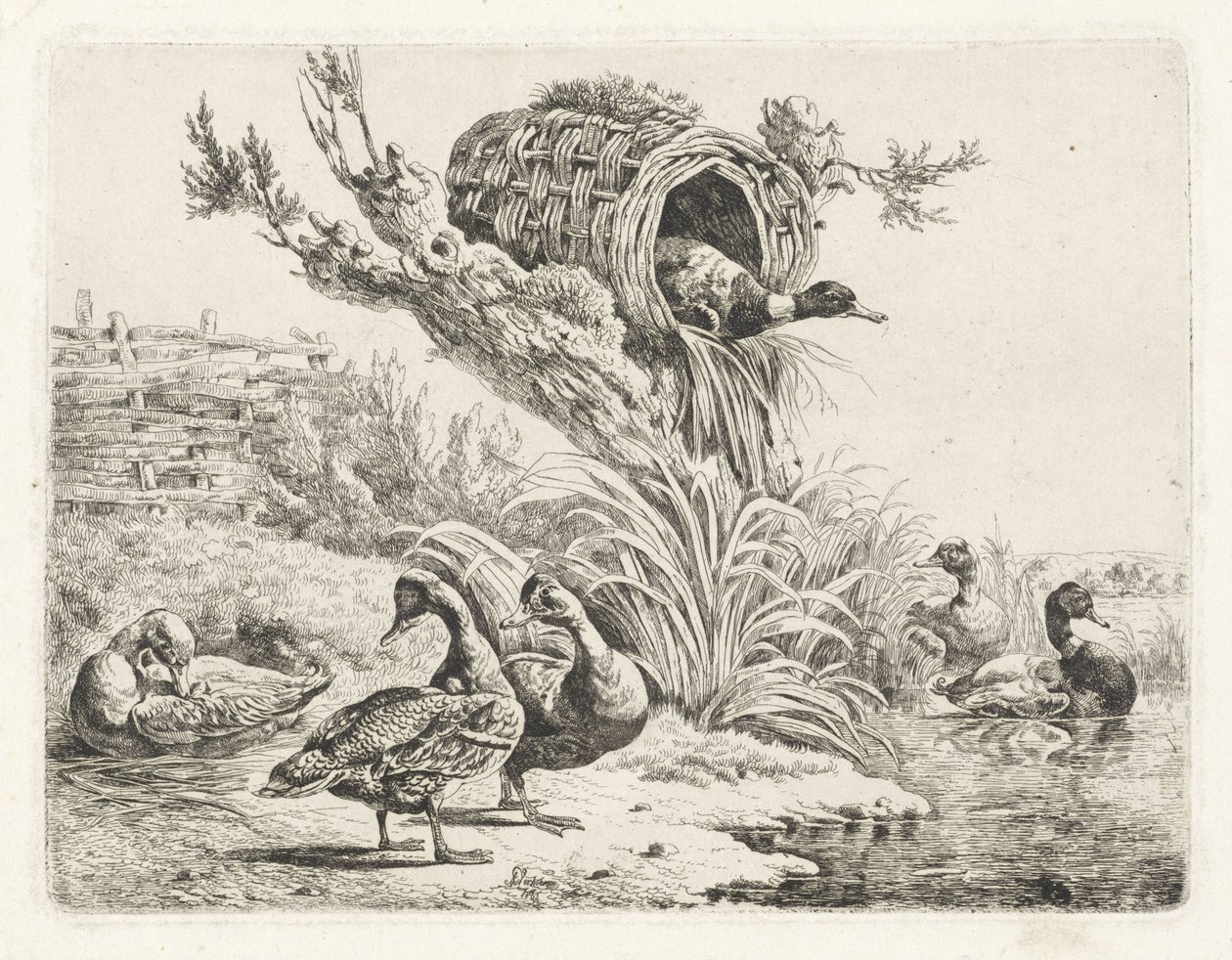 Patos en un paseo marítimo de Albertus Verhoesen