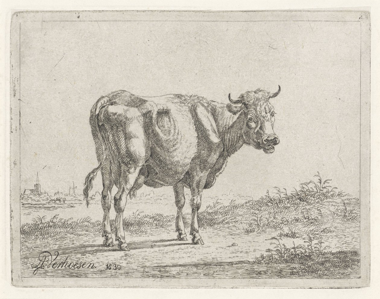 vaca de pie de Albertus Verhoesen