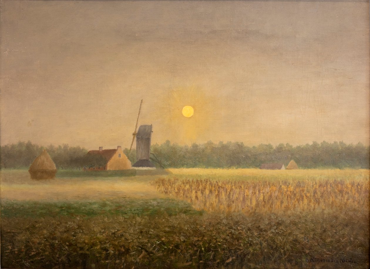 Windmilla en Latem a la luz de la luna de Albijn Van den Abeele