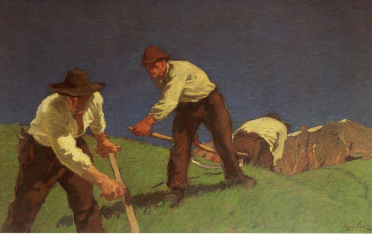 Los segadores de montaña I. Versión de Albin Egger Lienz