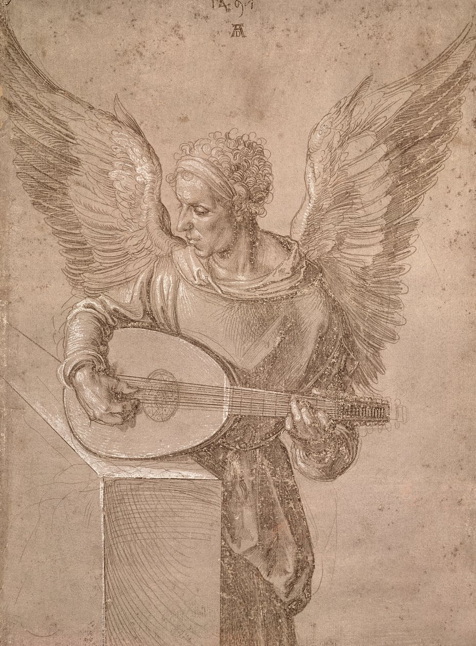 Ángel tocando un laúd, 1491 de Albrecht Dürer
