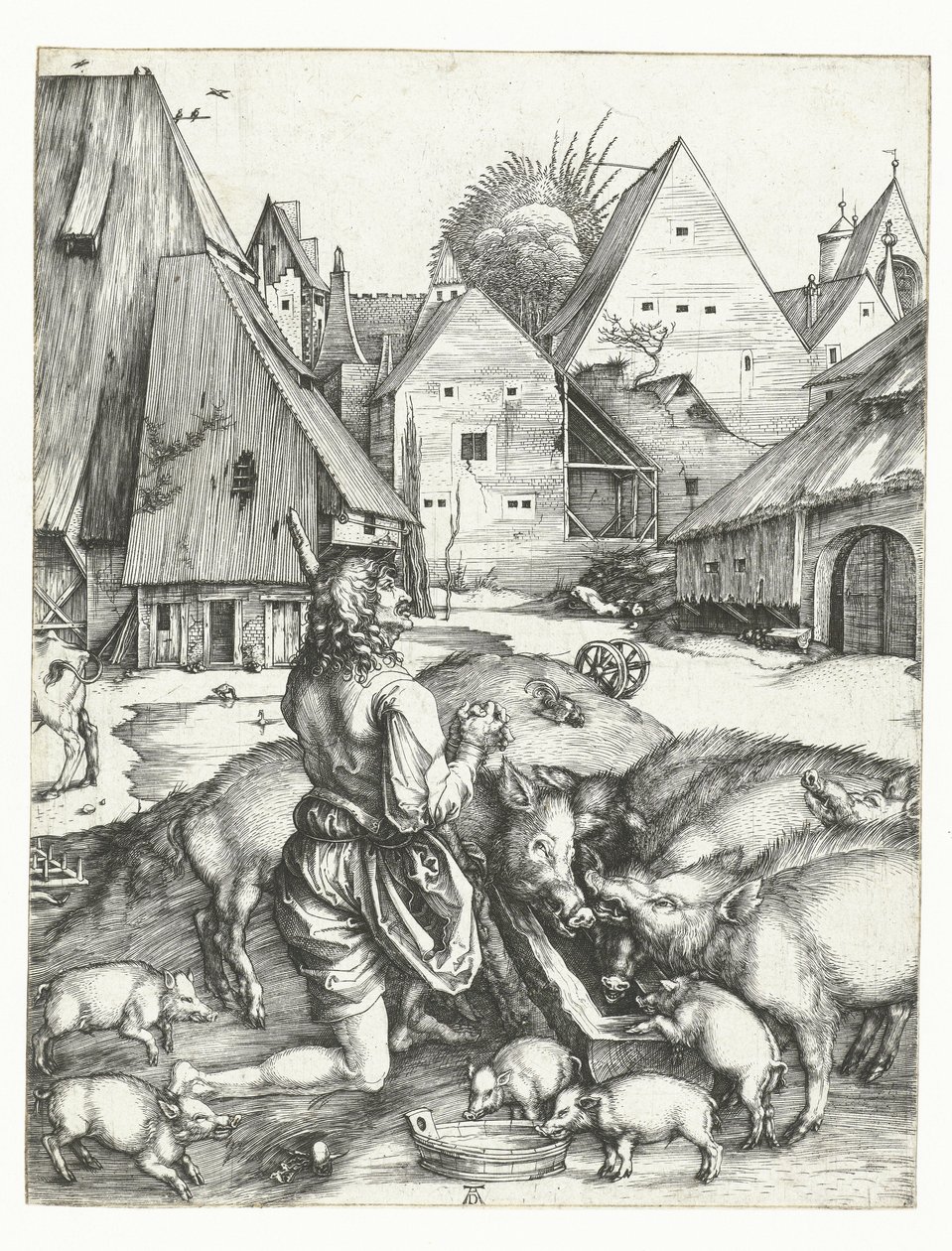 El hijo pródigo entre los cerdos de Albrecht Dürer