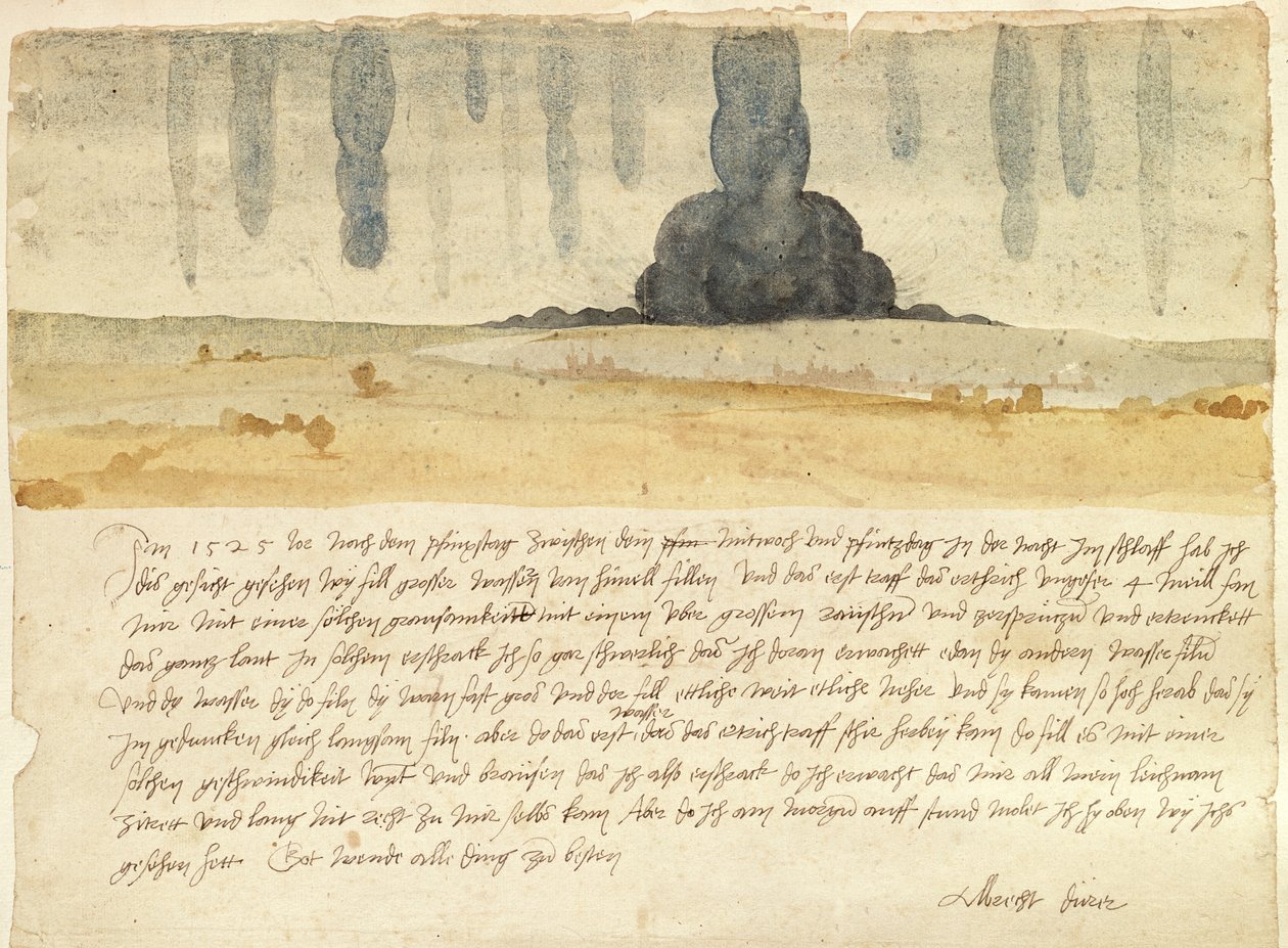 Paisaje de ensueño con texto, 1526 de Albrecht Dürer