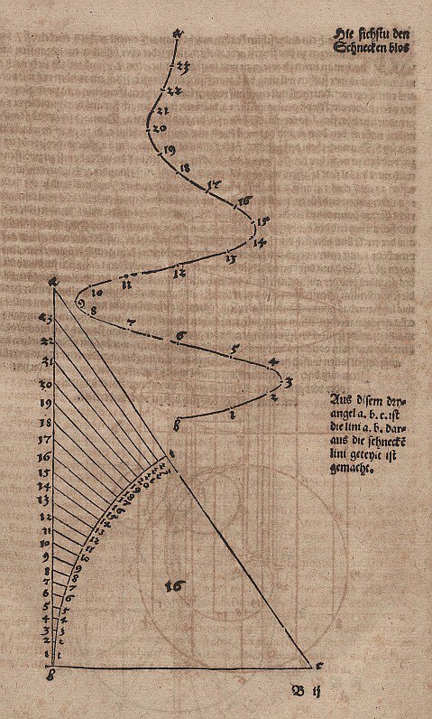 Espiral cónica sin líneas auxiliares de Albrecht Dürer