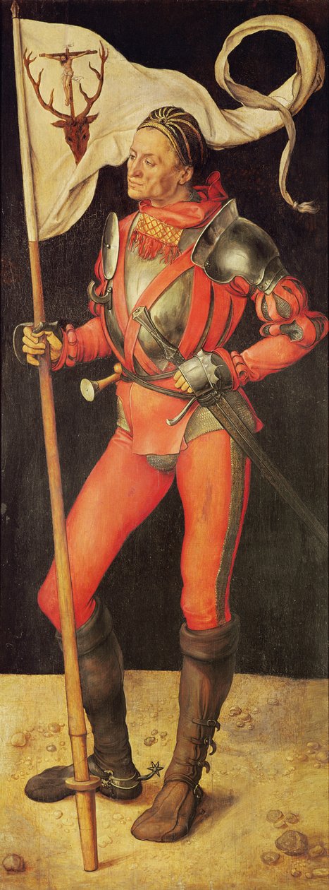 Lukas Paumgartner retratado como San Eustaquio, panel derecho del Retablo Paumgartner, c.1500 de Albrecht Dürer