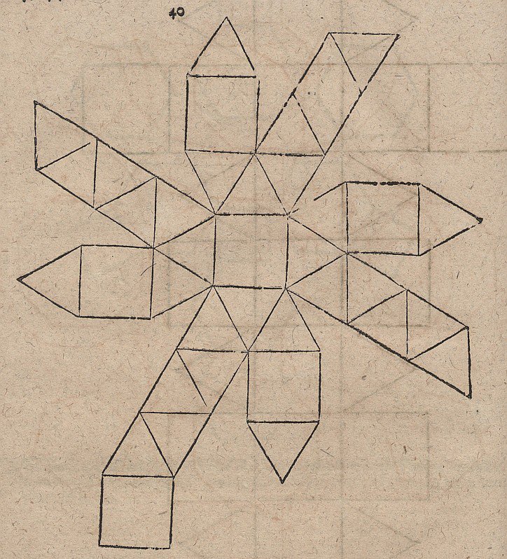 Desarrollo de un cubo biselado de Albrecht Dürer