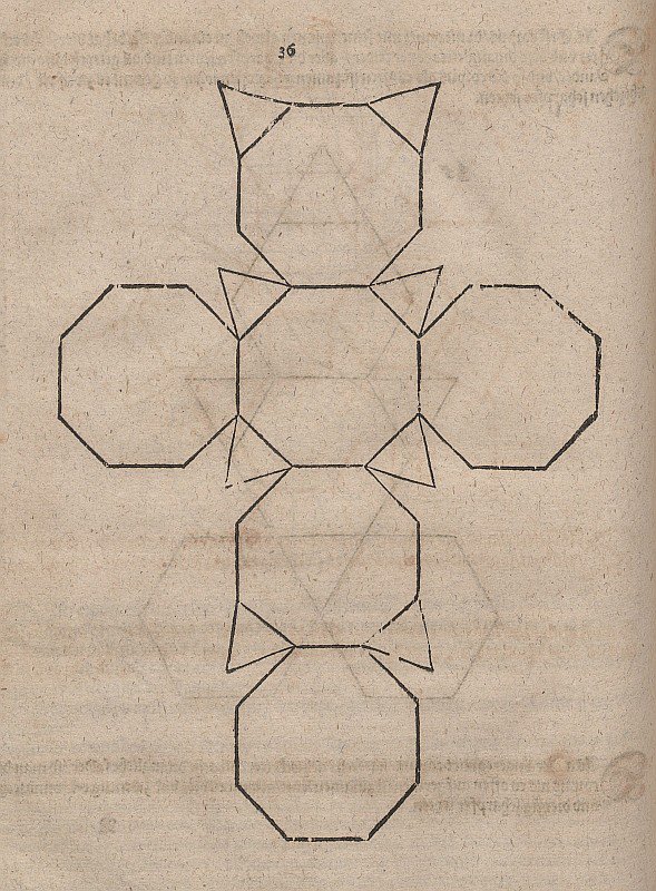 Desarrollo de un cubo truncado de Albrecht Dürer