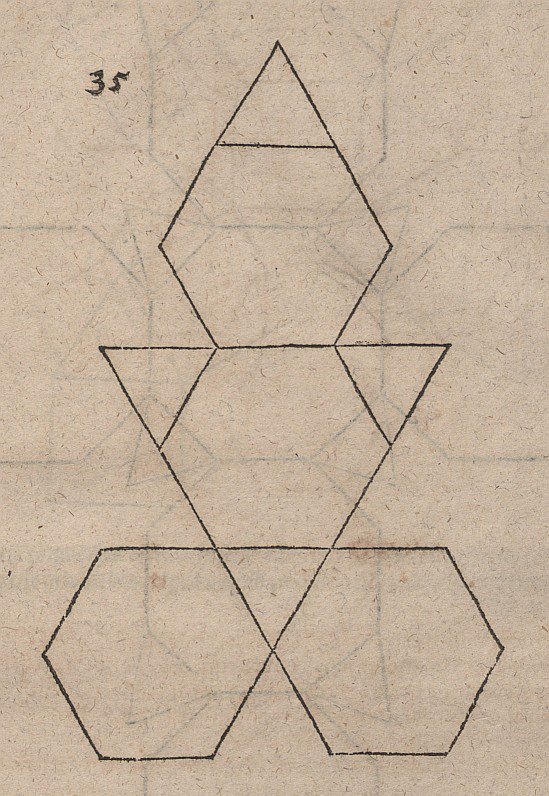 Desarrollo de un tetraedro truncado de Albrecht Dürer