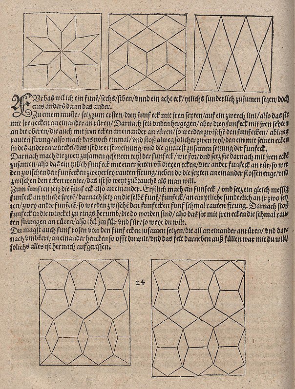 Teselaciones con rombos y pentágonos regulares de Albrecht Dürer
