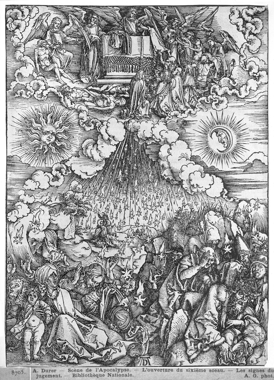 Escena del Apocalipsis, La apertura del quinto y sexto sello, edición latina, 1511 de Albrecht Dürer