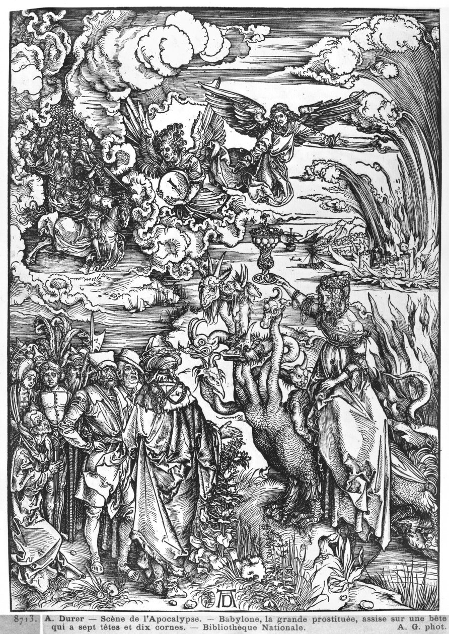 Escena del Apocalipsis, la gran ramera babilónica de Albrecht Dürer