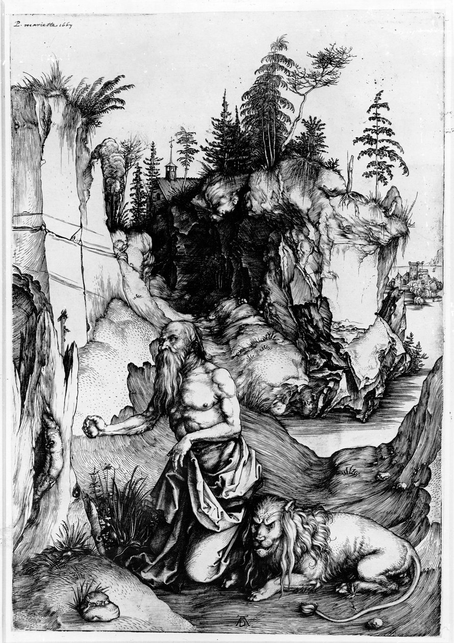 San Jerónimo en el desierto, c.1496 de Albrecht Dürer