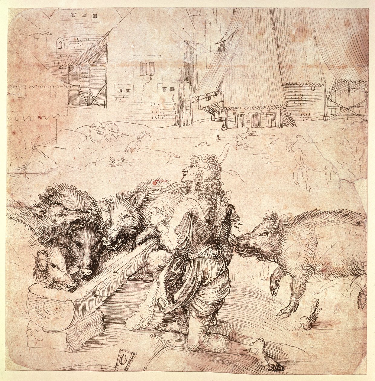Estudio para un grabado del hijo pródigo de Albrecht Dürer