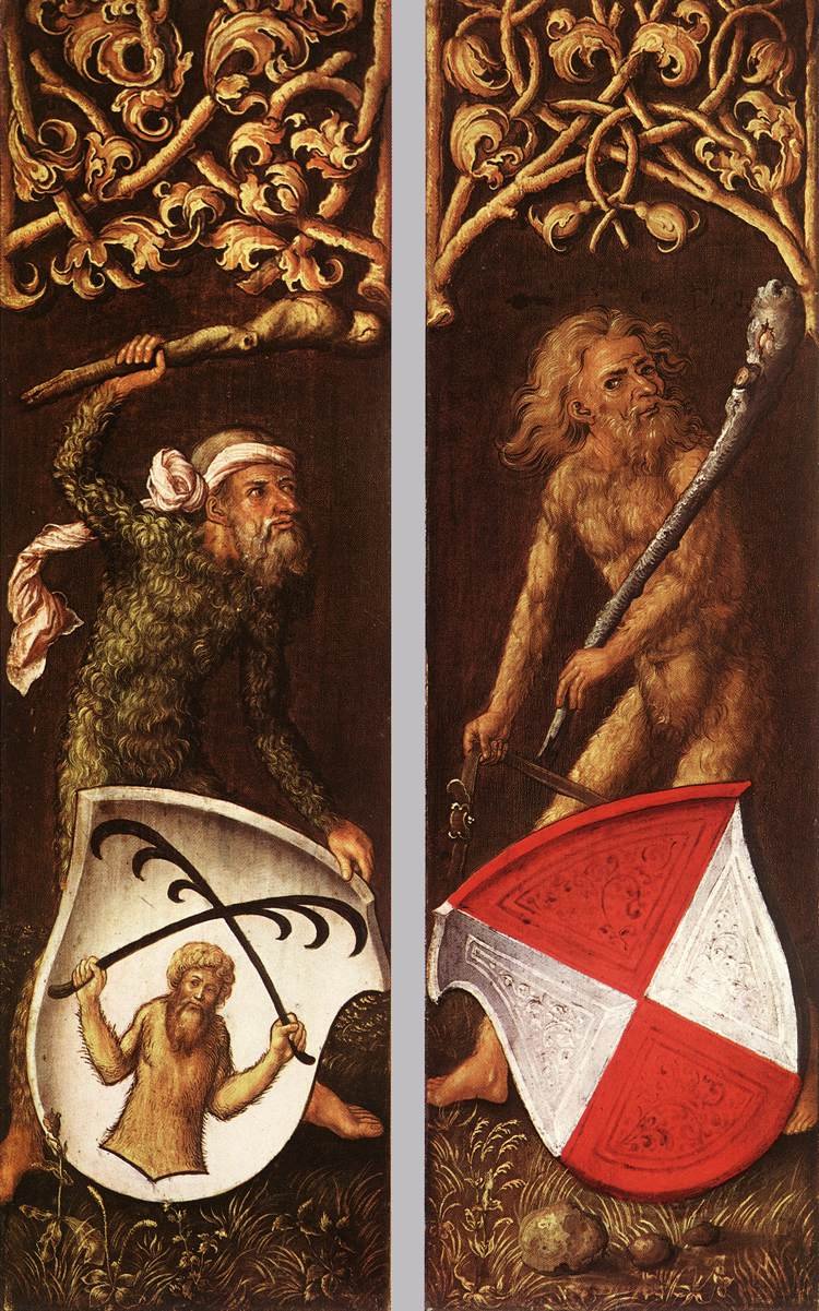 Hombres silvestres con escudos heráldicos de Albrecht Dürer