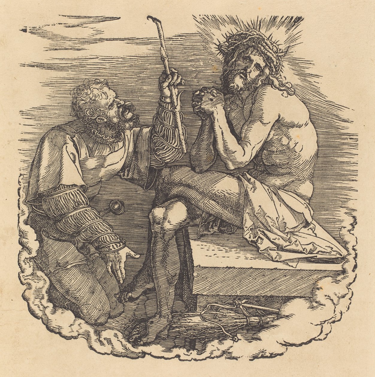 El hombre de dolores burlado por un soldado de Albrecht Dürer